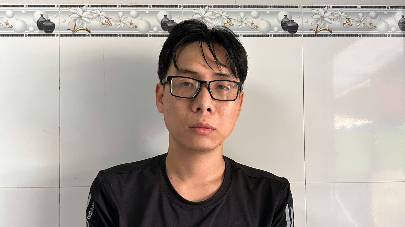 Đối tượng Huỳnh Trường Anh tại cơ quan công an.