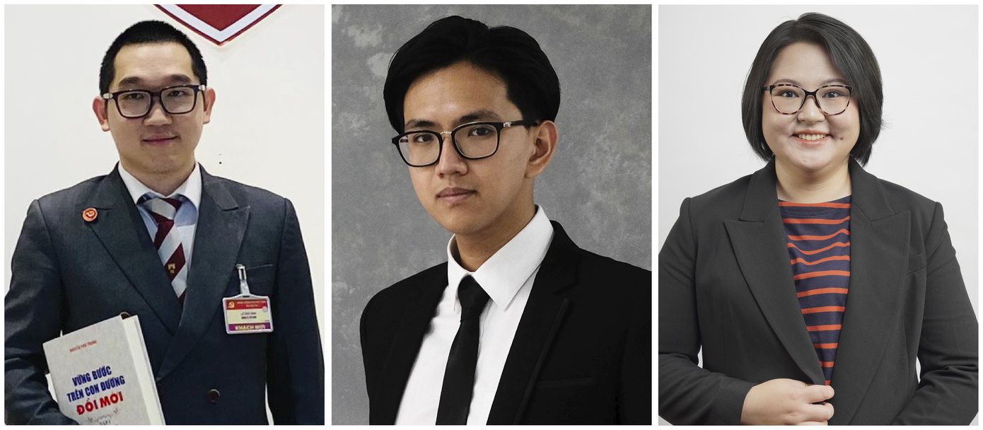 Ba ứng viên của Hạng mục Tác động Xã hội là: Lê Duy Anh, Nguyễn Trọng Hoàng Nam, Triệu Thị Thanh Trúc (từ trái qua).