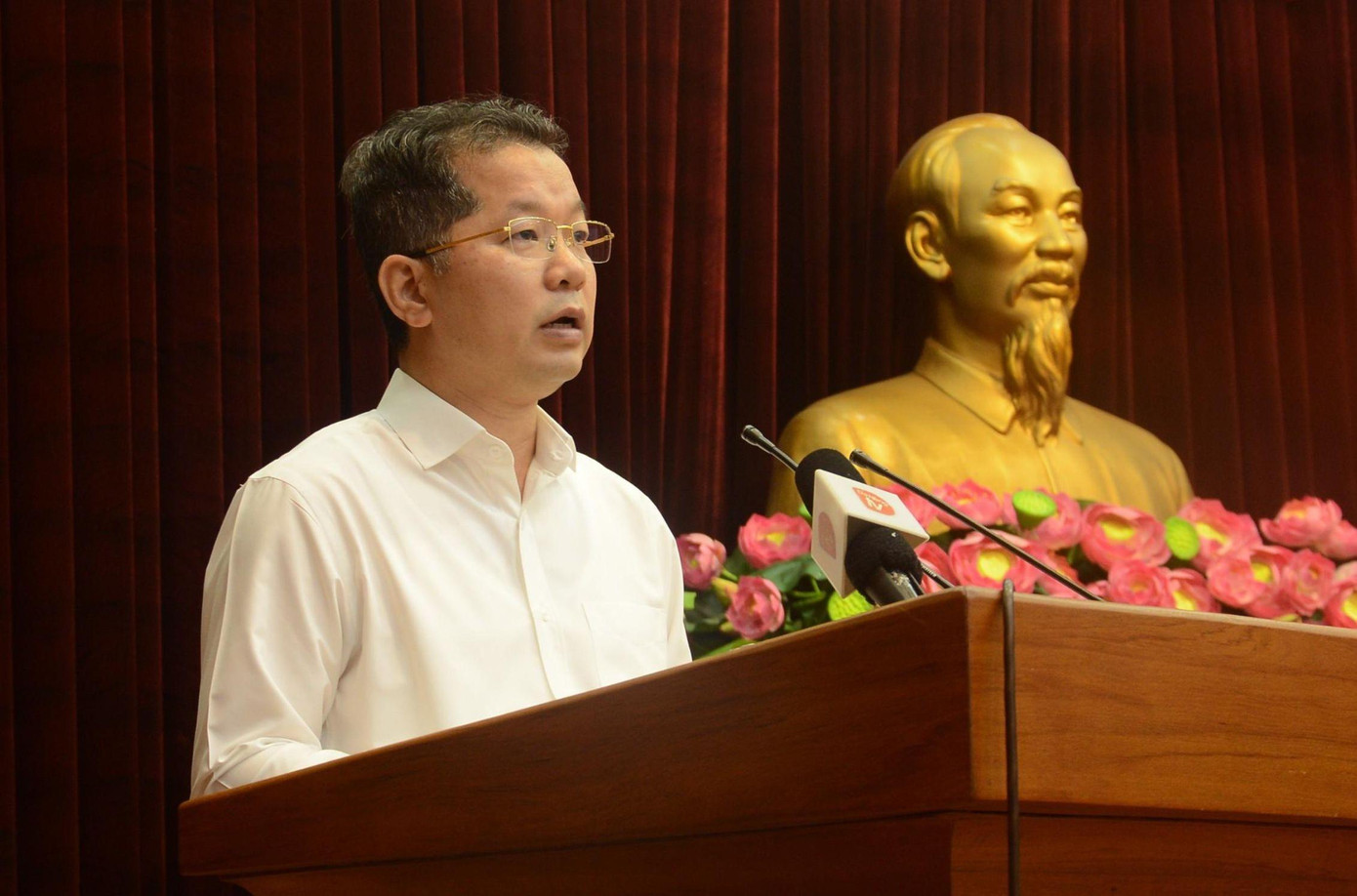 Ông Nguyễn Văn Quang, Bí thư Thành ủy Đà Nẵng phát biểu tại hội nghị. Ảnh: P.T