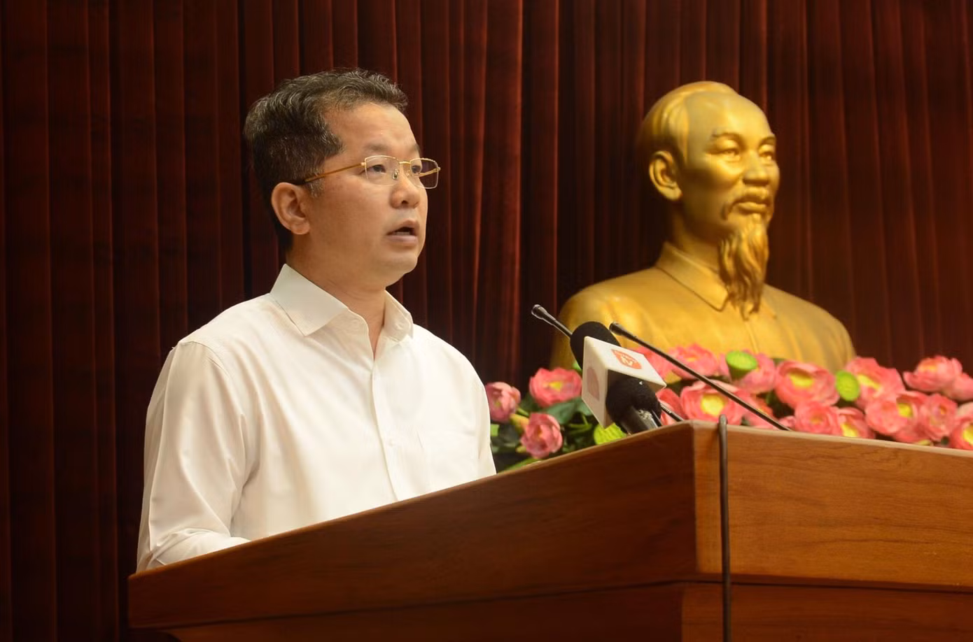 Ông Nguyễn Văn Quang, Bí thư Thành ủy Đà Nẵng phát biểu tại hội nghị. Ảnh: P.T