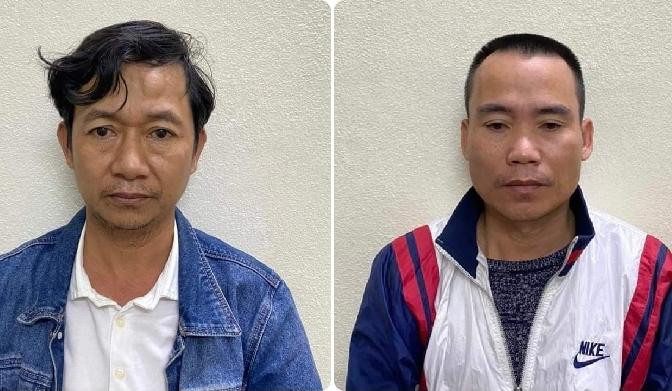 Hai đối tượng Nguyễn Hữu Mỹ (trái) và Nguyễn Quốc Huy tại cơ quan công an. Ảnh: BT Hai đối tượng Nguyễn Hữu Mỹ (trái) và Nguyễn Quốc Huy tại cơ quan công an. Ảnh: BT