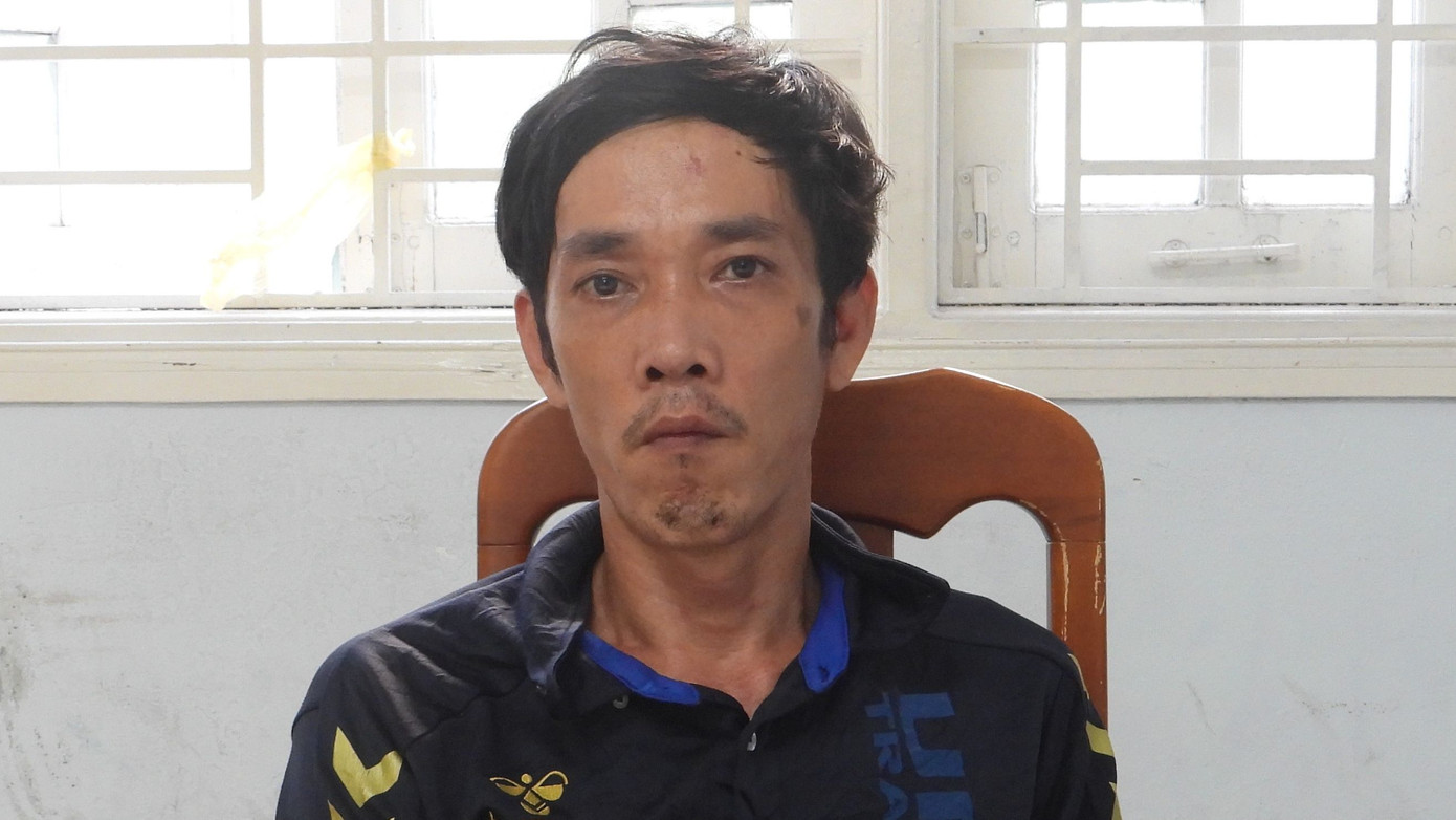 Đối tượng Phan Văn Thương tại cơ quan Công an.