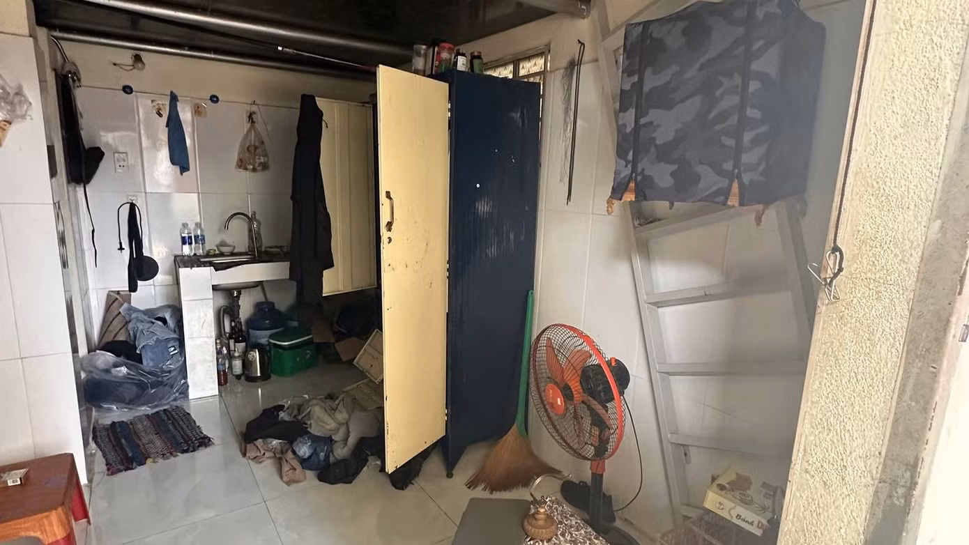 Hiện trường căn phòng được dàn dựng mất trộm.