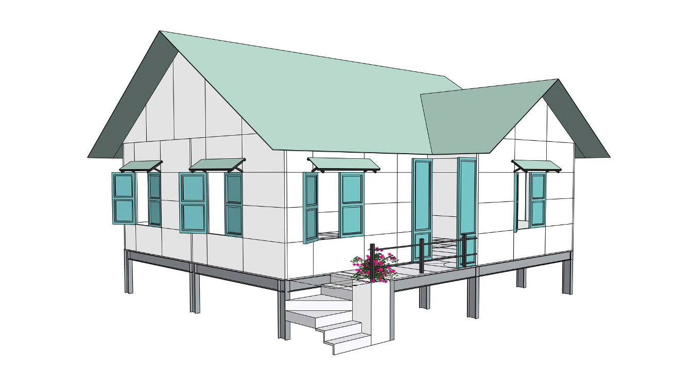 Mẫu nhà ở khu vực miền núi cho hộ gia đình có hoàn cảnh khó khăn diện tích 54m2. Được biết, đến nay, Đà Nẵng đã hoàn thành việc xóa nhà tạm, nhà dột nát cho 1.098 hộ, đạt 53,7% kế hoạch. Trong đó, hỗ trợ người có công với cách mạng 587/975 căn; chương trình phát động xóa nhà tạm, nhà dột nát 443/775 căn; các đối tượng khác 68/293 căn. Mẫu nhà ở khu vực miền núi cho hộ gia đình có hoàn cảnh khó khăn diện tích 54m2. Được biết, đến nay, Đà Nẵng đã hoàn thành việc xóa nhà tạm, nhà dột nát cho 1.098 hộ, đạt 53,7% kế hoạch. Trong đó, hỗ trợ người có công với cách mạng 587/975 căn; chương trình phát động xóa nhà tạm, nhà dột nát 443/775 căn; các đối tượng khác 68/293 căn.