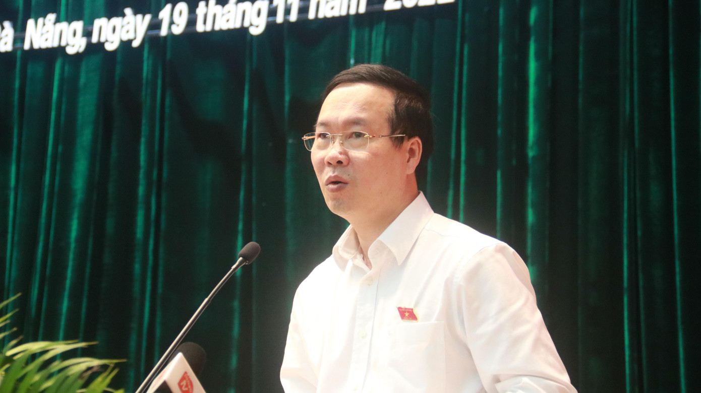 Thường trực Ban Bí thư Võ Văn Thưởng phát biểu tại buổi tiếp xúc cử tri. Ảnh: Nguyễn Thành Thường trực Ban Bí thư Võ Văn Thưởng phát biểu tại buổi tiếp xúc cử tri. Ảnh: Nguyễn Thành