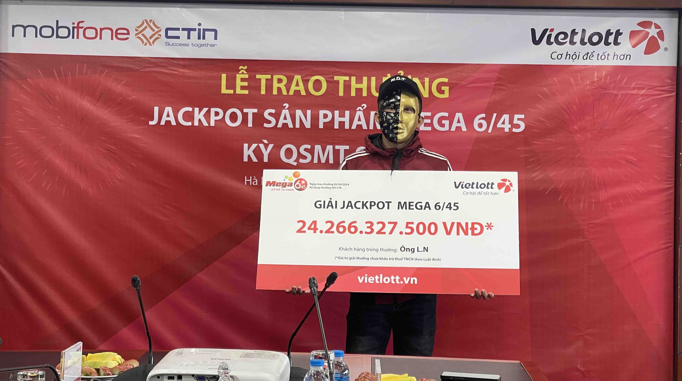 Anh L.N. nhận giải thưởng Jackpot trị giá 24 tỷ đồng.