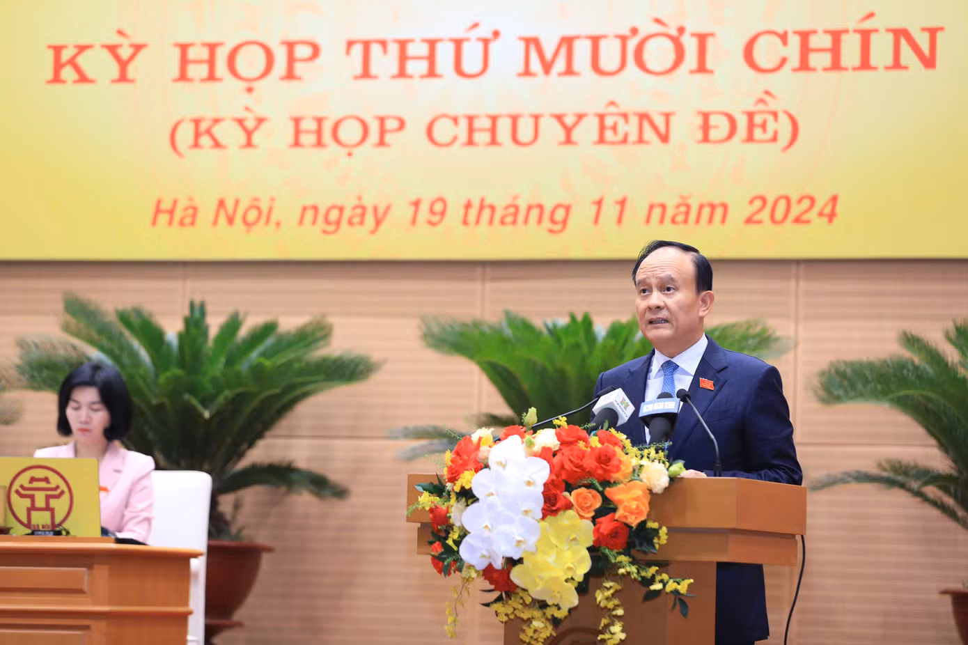 Ông Nguyễn Ngọc Tuấn, Chủ tịch HĐND thành phố Hà Nội phát biểu bế mạc kỳ họp.