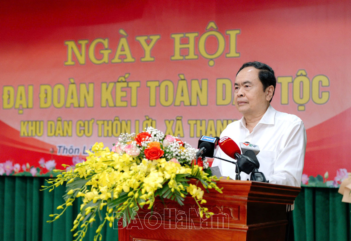 Chủ tịch Quốc hội Trần Thanh Mẫn phát biểu tại ngày hội (ảnh: Báo Hà Nam)