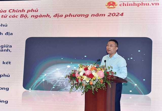 Ông Nguyễn Hồng Sâm, Tổng Giám đốc Cổng Thông tin điện tử Chính phủ phát biểu tại hội nghị.