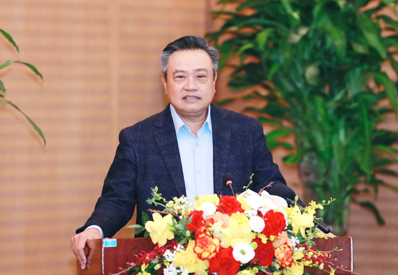 Chủ tịch UBND TP. Hà Nội Trần Sỹ Thanh phát biểu tại hội nghị