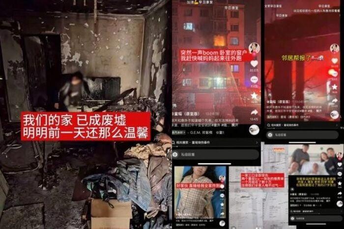 Hiện trường vụ nổ khí gas do Đồng Dao chia sẻ.