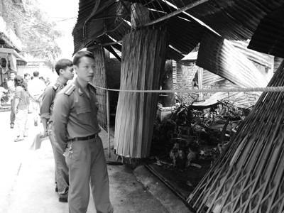 Hiện trường vụ cháy. Ảnh: ngọc châu