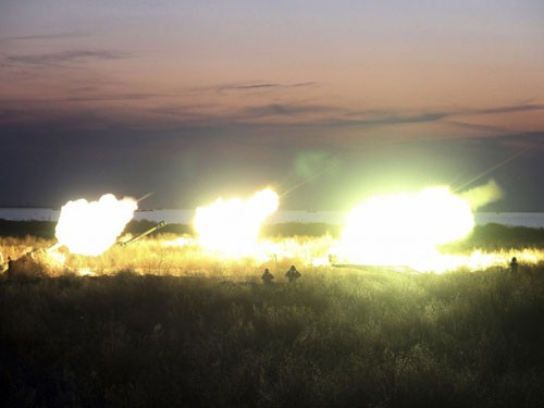 Khung cảnh cuộc tập trận. Ảnh: CNS Khung cảnh cuộc tập trận