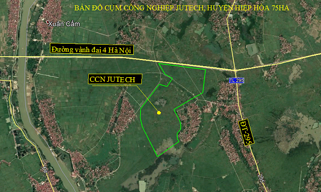 Cụm công nghiệp Jutech nằm giáp đường vành đai 4 Hà Nội. (Ảnh: Cổng TTĐT huyện Hiệp Hòa). Cụm công nghiệp Jutech nằm giáp đường vành đai 4 Hà Nội. (Ảnh: Cổng TTĐT huyện Hiệp Hòa).