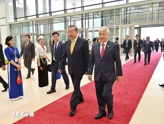 Tổng Bí thư, Chủ tịch nước Tô Lâm đến dự phiên khai mạc Đại hội đại biểu toàn quốc Mặt trận Tổ quốc Việt Nam lần thứ X, nhiệm kỳ 2024 - 2029. (Ảnh: TTXVN)