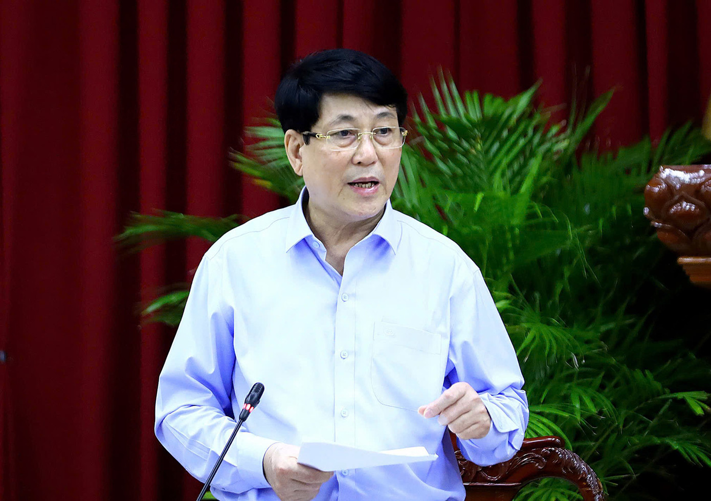 Thường trực Ban Bí thư - Lương Cường phát biểu tại buổi làm việc. Thường trực Ban Bí thư - Lương Cường phát biểu tại buổi làm việc.