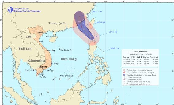 Ngày 17/7, áp thấp đã mạnh lên thành bão tiến vào biển Đông. Ảnh: TT Dự báo Khí tượng Thủy văn T.Ư. Ngày 17/7, áp thấp đã mạnh lên thành bão tiến vào biển Đông. Ảnh: TT Dự báo Khí tượng Thủy văn T.Ư