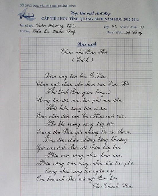 Những học sinh viết chữ đẹp như in ảnh 5 Những học sinh viết chữ đẹp như in ảnh 5