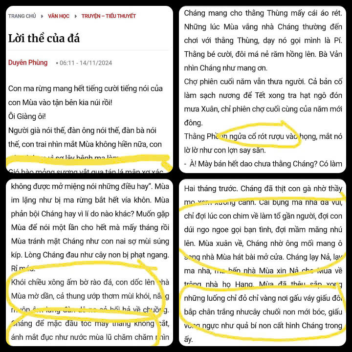 Bài đăng trên trang Facebook của nhà văn Trang Thụy. Bài đăng trên trang Facebook của nhà văn Trang Thụy.