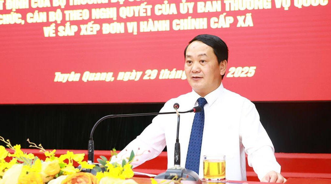 Ông Hầu A Lềnh - Bí thư Tỉnh ủy Hà Giang, phát biểu tại buổi lễ. Ảnh: Lý Thịnh.