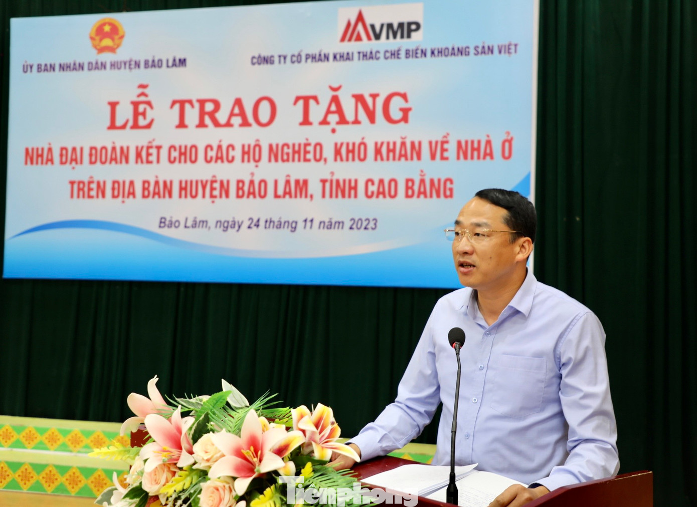 Ông Đoàn Trọng Hùng, Bí thư huyện ủy Bảo Lâm phát biểu.