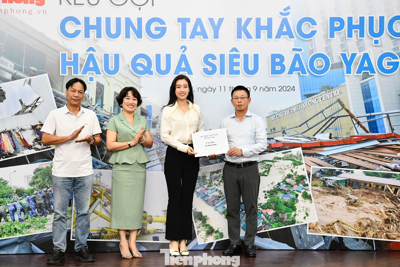 Hoa hậu Đỗ Mỹ Linh đến tham dự và ủng hộ 20 triệu đồng