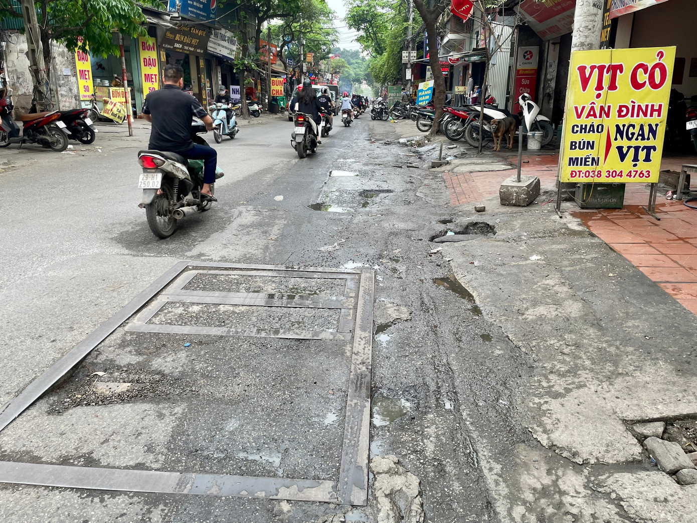 Đoạn đường có điểm nhiều mấp mô, tạo thành những ổ, hố lớn.