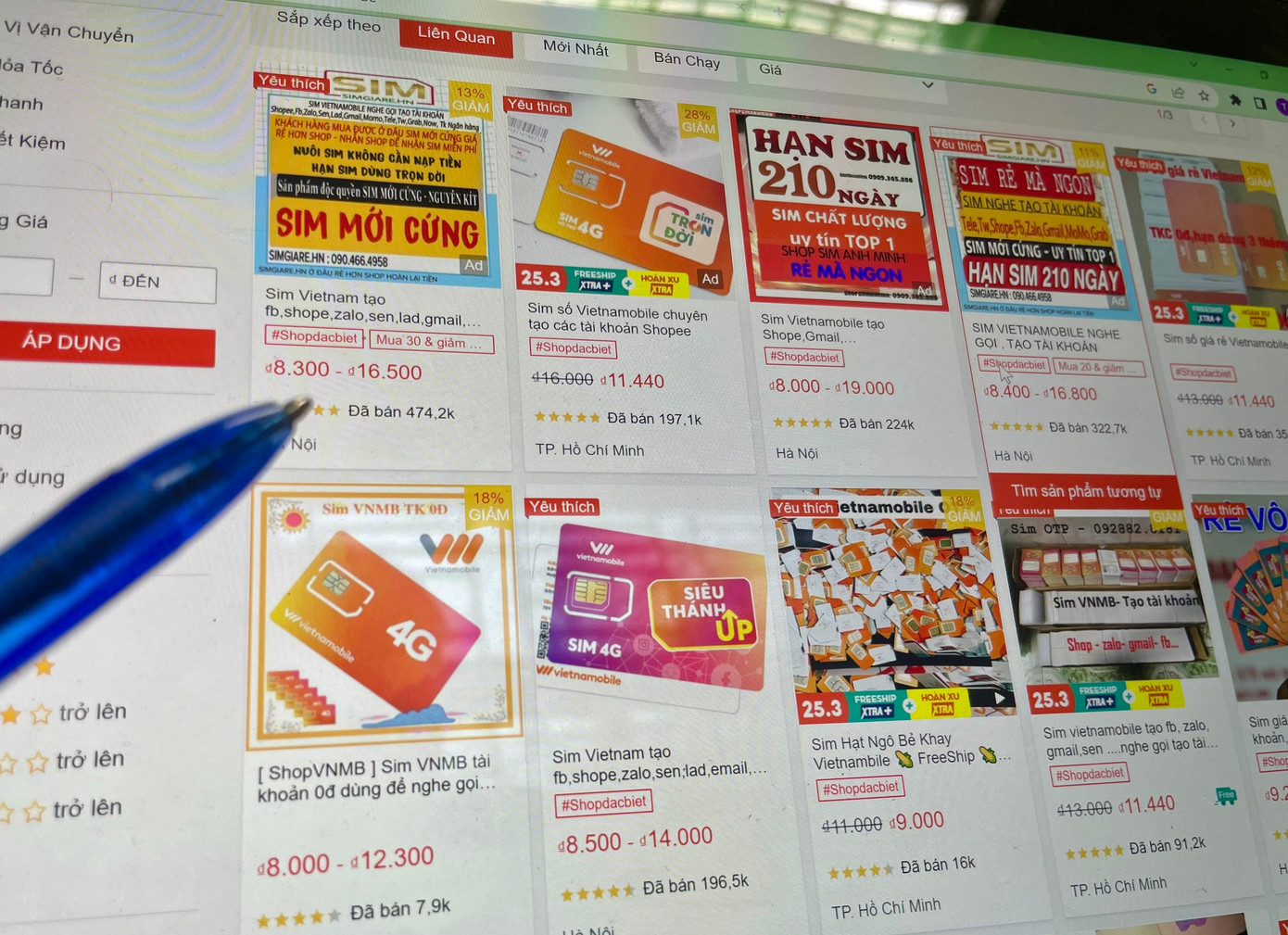 Tràn lan "sim rác" trên sàn thương mại điện tử Tràn lan "sim rác" trên sàn thương mại điện tử