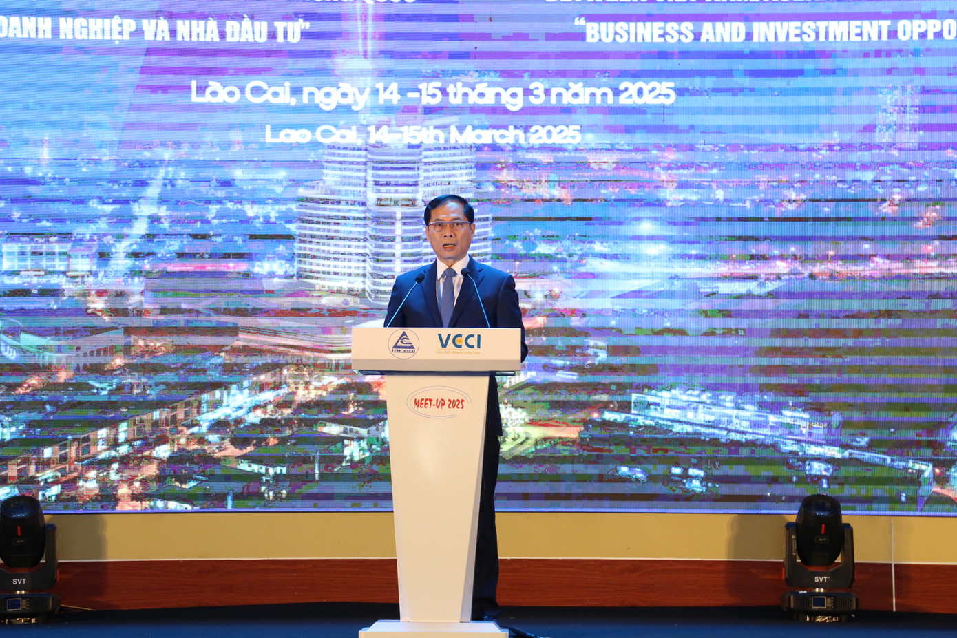 Phó Thủ tướng Chính phủ, Bộ trưởng Ngoại giao Bùi Thanh Sơn phát biểu tại hội nghị.