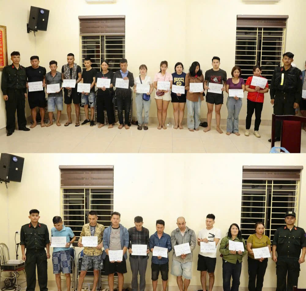 Các đối tượng tại cơ quan Công an. Ảnh: Quỳnh Trang. Các đối tượng tại cơ quan Công an. Ảnh: Quỳnh Trang.