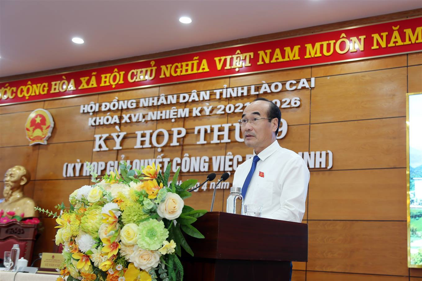 Ông Vũ Xuân Cường, Phó Bí thư Thường trực Tỉnh ủy, Chủ tịch HĐND tỉnh Lào Cai phát biểu tại kỳ họp. Ông Vũ Xuân Cường, Phó Bí thư Thường trực Tỉnh ủy, Chủ tịch HĐND tỉnh Lào Cai phát biểu tại kỳ họp.