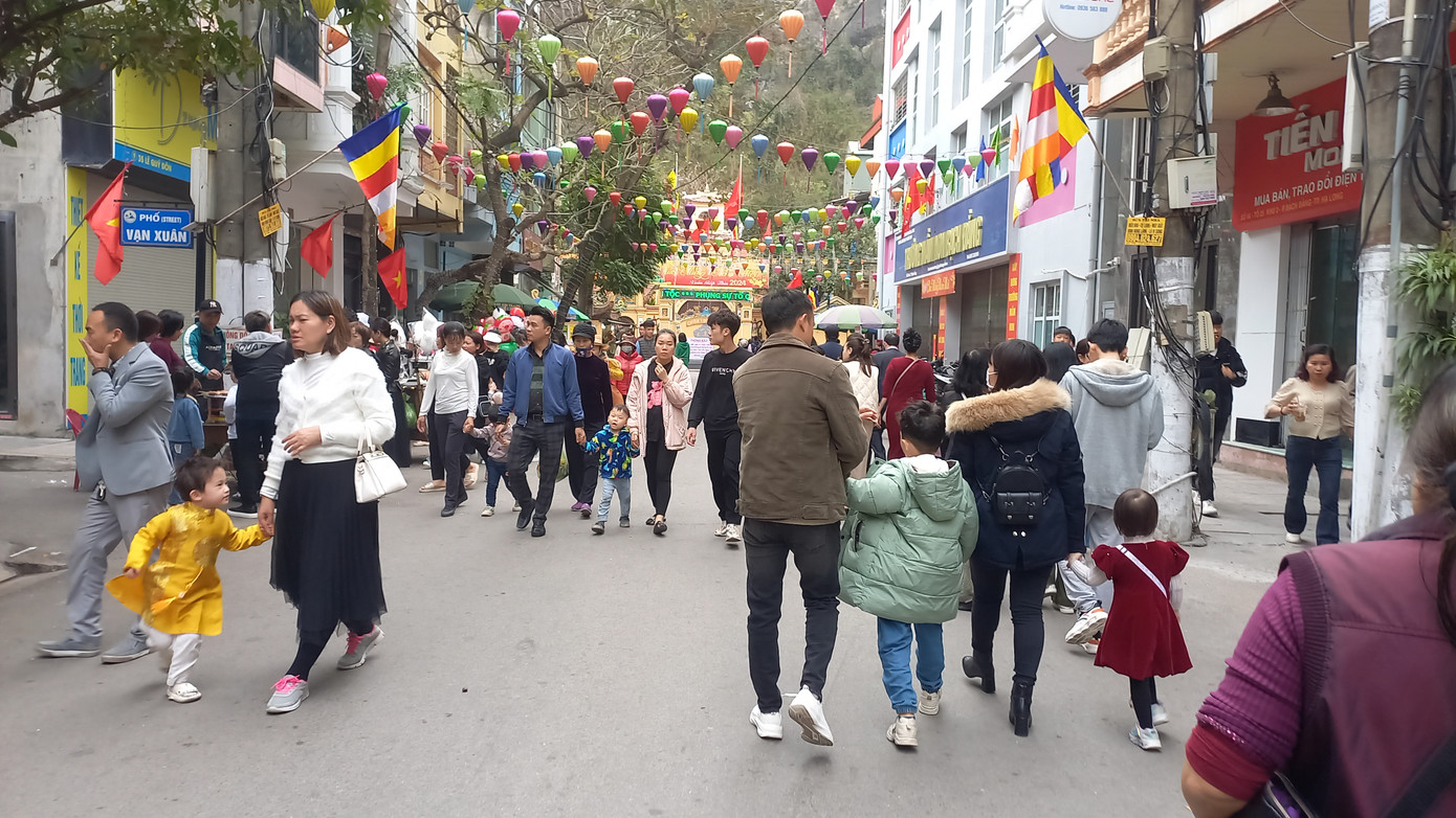 Chùa Long Tiên nằm trên con phố cùng tên, tọa lạc dưới chân núi Bài Thơ (TP. Hạ Long, Quảng Ninh).