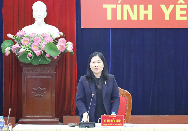 Bà Vũ Thị Hiền Hạnh - Phó Chủ tịch UBND tỉnh Yên Bái phát biểu kết luận Hội nghị. Ảnh: Cổng thông tin Yên Bái Bà Vũ Thị Hiền Hạnh - Phó Chủ tịch UBND tỉnh Yên Bái phát biểu kết luận Hội nghị. Ảnh: Cổng thông tin Yên Bái