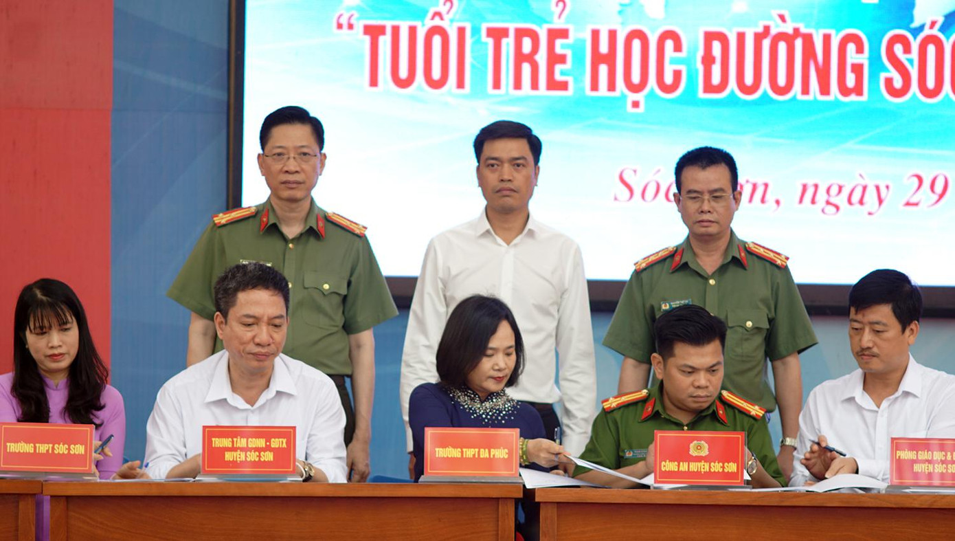 Các trường trên địa bàn huyện Sóc Sơn ký kết thực hiện chuyên đề "Tổi trẻ học đường Sóc Sơn với an ninh mạng".