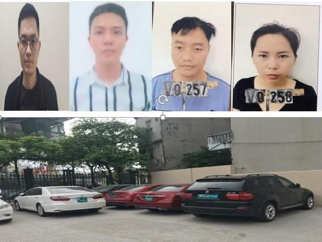 Nhóm đối tượng và xe ô tô thu giữ.