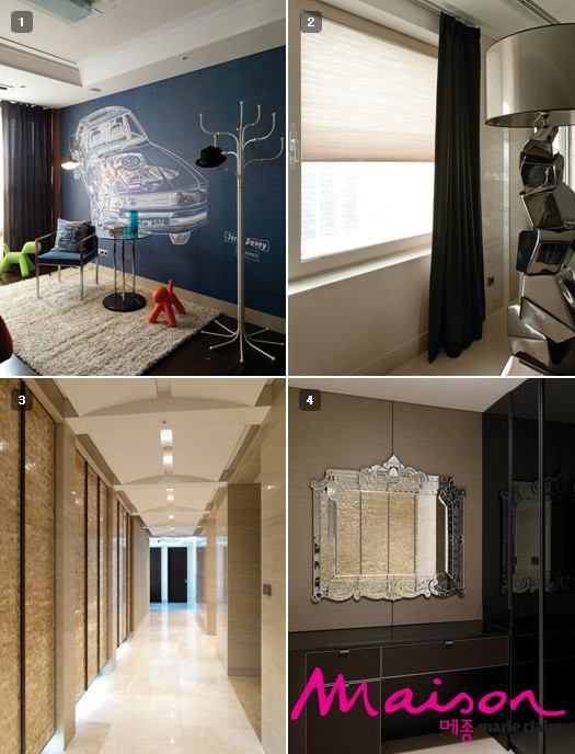 Góc giải trí và hành lang đến phòng khách và phòng ngủ.