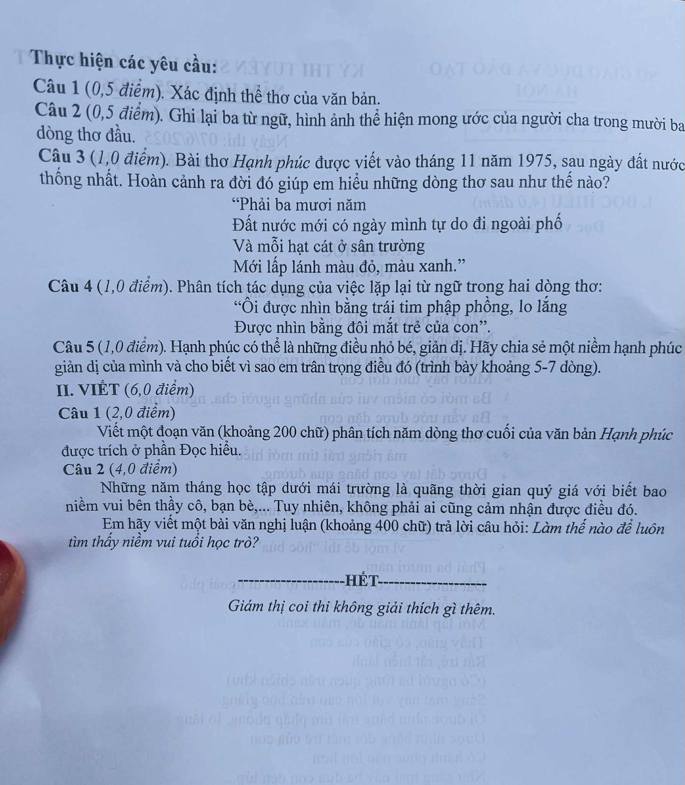 Đề thi Ngữ Văn vào lớp 10 tại Hà Nội năm 2025