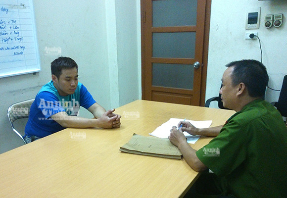 Lê Phương Quý tại cơ quan công an 