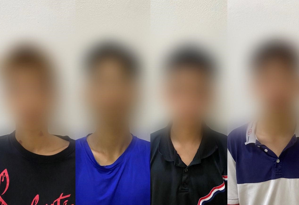 Nhóm thanh niên bị tạm giữ.