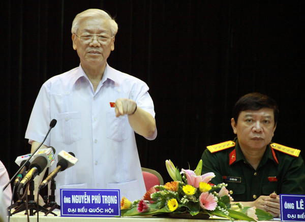 Tổng Bí thư Nguyễn Phú Trọng tại cuộc tiếp xúc cử tri quận Hoàn Kiếm, Hà Nội, ngày 28/9.