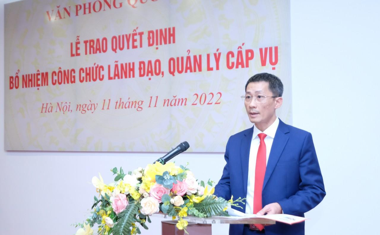 Tân Phó Vụ trưởng Vụ Thông tin Hà Hồng Long phát biểu. Ảnh Mạnh Thắng Tân Phó Vụ trưởng Vụ Thông tin Hà Hồng Long phát biểu. Ảnh Mạnh Thắng