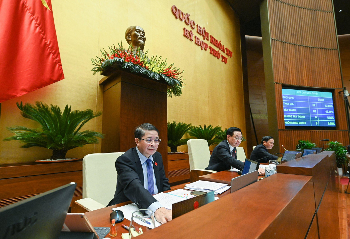 Quốc hội biểu quyết thông qua dự án luật, sáng 10/11. Ảnh QH