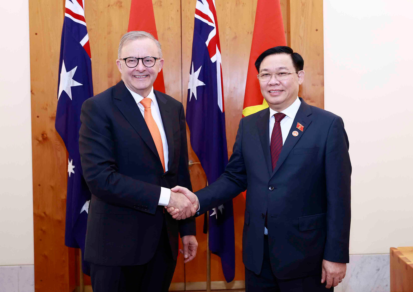 Chủ tịch Quốc hội Vương Đình Huệ hội kiến với Thủ tướng Australia Anthony Albanese. Ảnh Doãn Tuấn Chủ tịch Quốc hội Vương Đình Huệ hội kiến với Thủ tướng Australia Anthony Albanese. Ảnh Doãn Tuấn