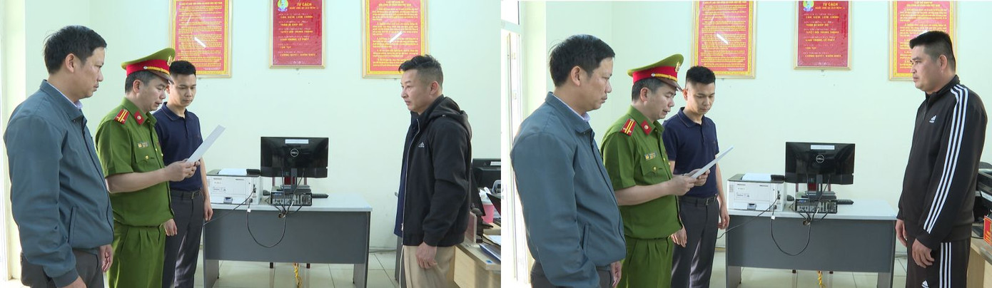 Cơ quan chức năng tống đạt quyết định khởi tố bị can đối với 2 đối tượng khai thác cát trái phép