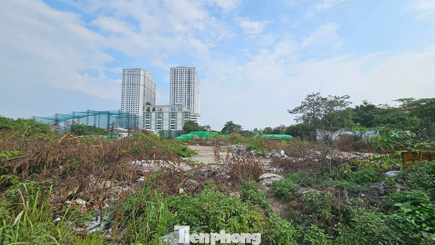 Một khu vực được tận dụng làm bãi tập kết xe chở vật liệu.