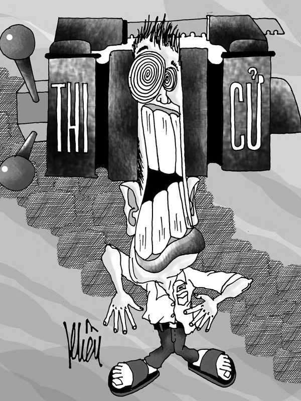 Áp lực thi cử. Minh họa: Khều