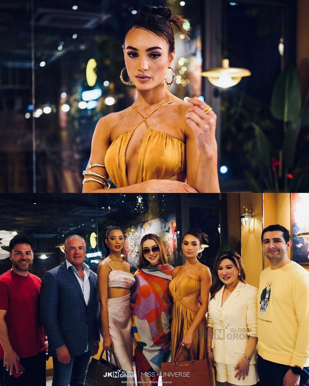 Tham gia chuyến công tác ở Việt Nam cùng với R'Bonney Gabriel còn có nữ tỷ phú chuyển giới Anne Jakapong Jakrajutatip. Trước đó, bà Anne không bay cùng chuyến với R'Bonney Gabriel mà đến sau. Sau khi tới TPHCM, đoàn Miss Universe đã chọn tới thưởng thức ẩm thực ở một nhà hàng Thái Lan.