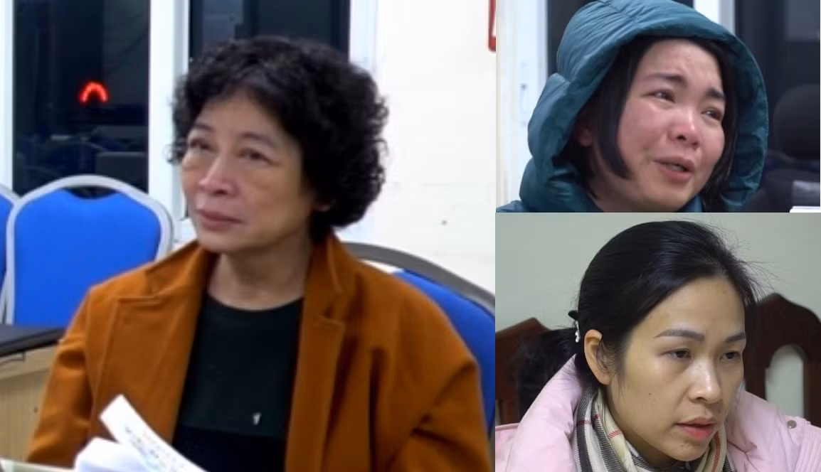 Bà Hòa (trái) cùng các đối tượng liên quan trong vụ án. Bà Hòa (trái) cùng các đối tượng liên quan trong vụ án.