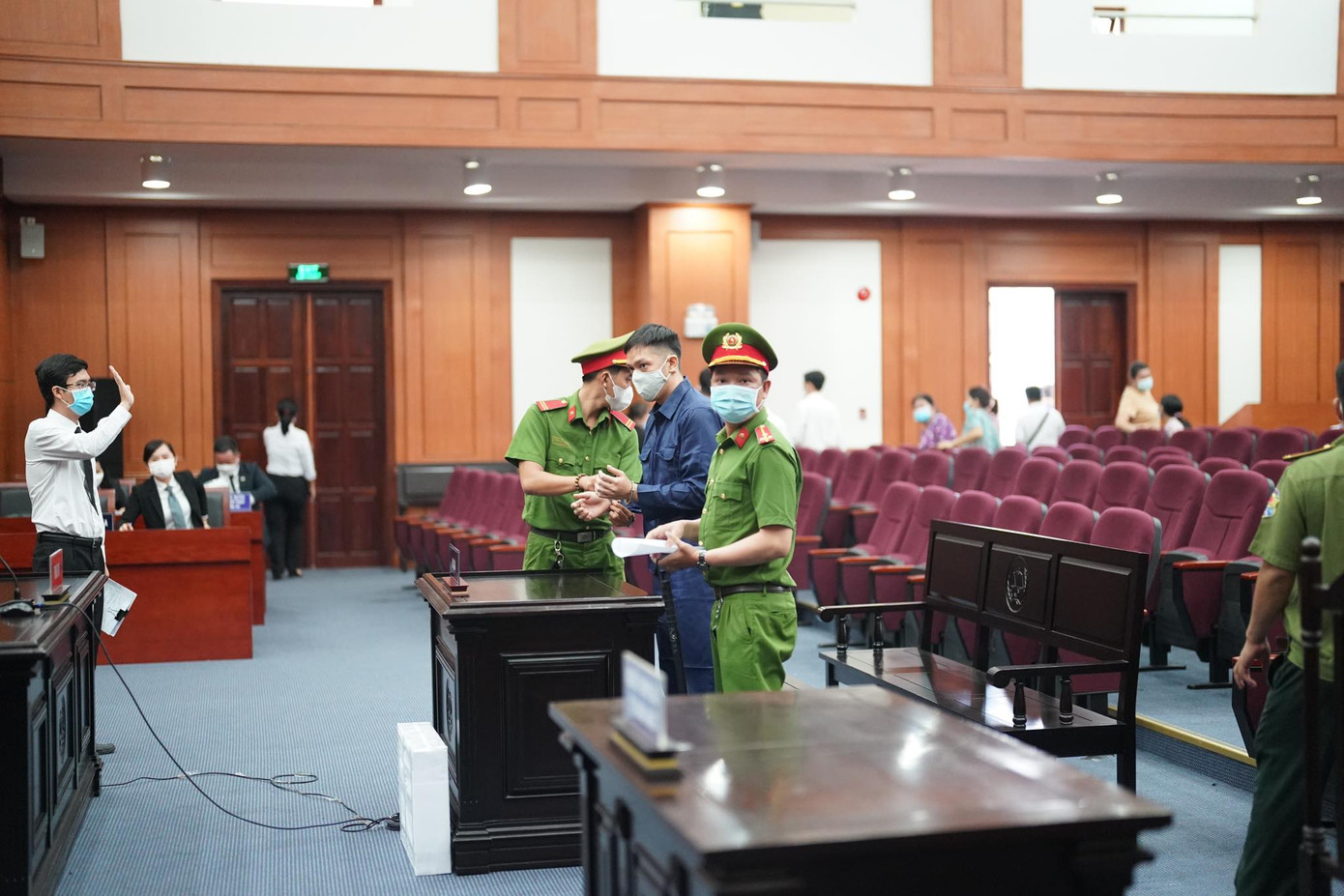 Nguyễn Kim Trung Thái tại phiên tòa sáng nay 10/5. Ảnh: Phạm Nguyễn. Nguyễn Kim Trung Thái tại phiên tòa sáng nay 10/5. Ảnh: Phạm Nguyễn.