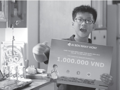 Bé Huỳnh Nhật Huy (học sinh lớp 4- Trường Tiểu học Cao Bá Quát) đã xuất sắc đoạt giải nhất bảng 3 dành cho học sinh lớp 4 -5 